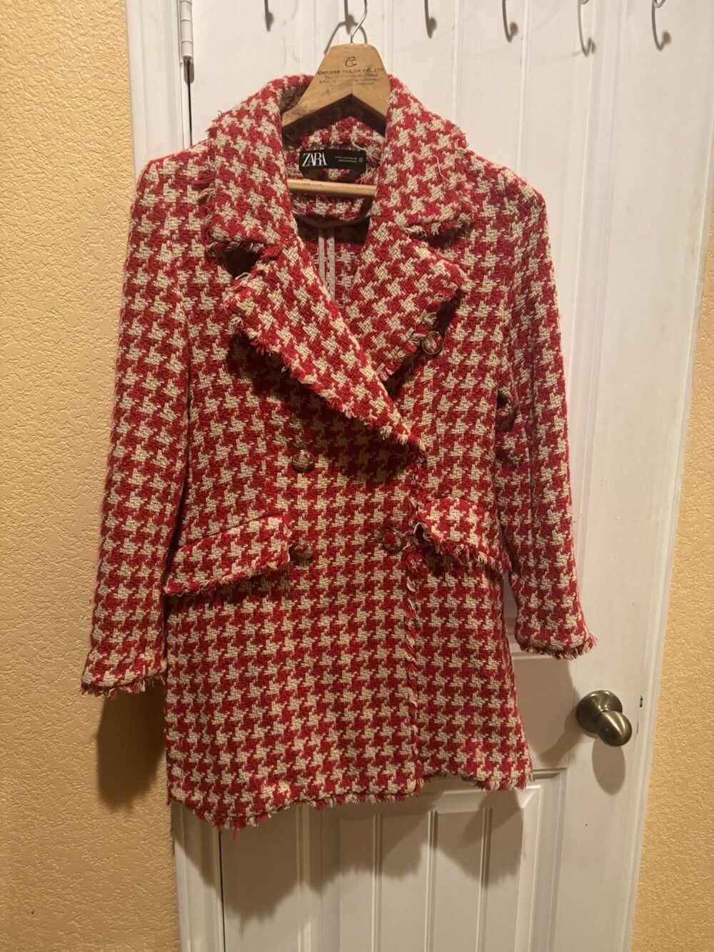 ZARA Houndstooth Textured Tweed Double Breasted Bloggers - Emily in Paris Size M